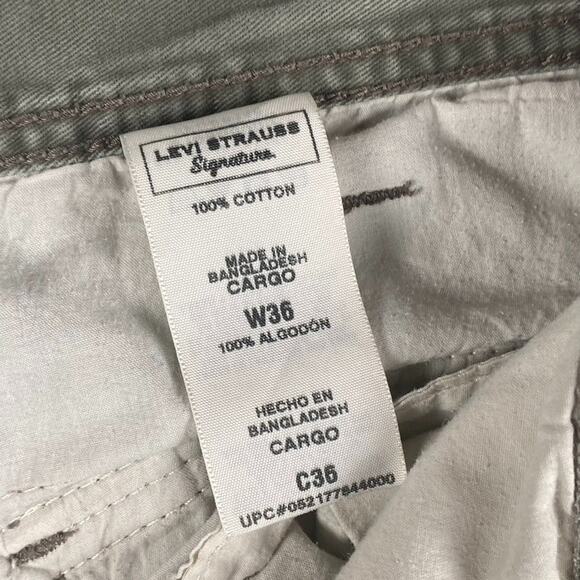 Levi Strauss Signature Cargo Shorts Men's W36 Green Cotton Work Hiking - Picture 4 of 7